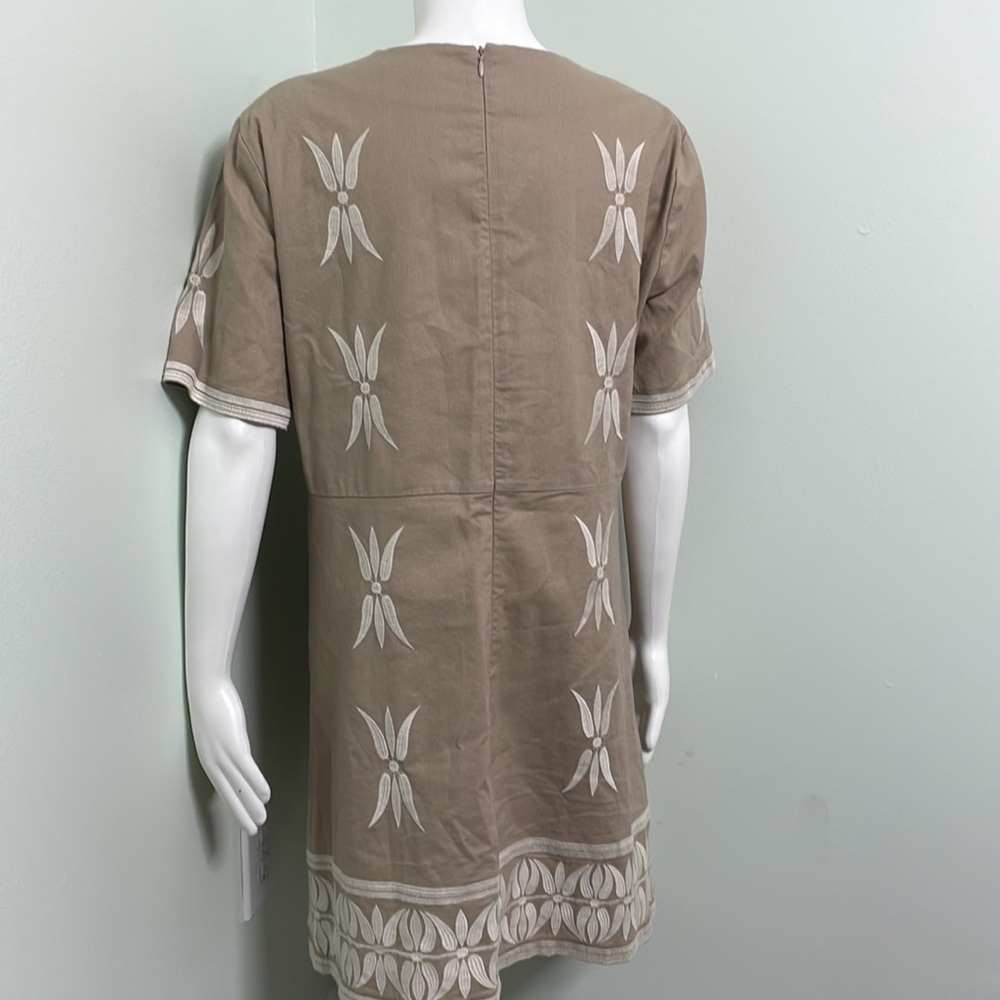 Zara Embroidered Tan Mini Dress XL - Picture 11 of 13